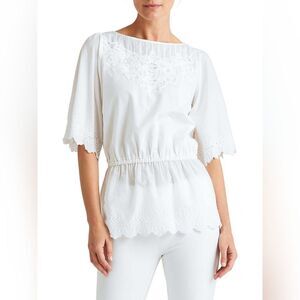 RALPH LAUREN white blouse embroidery lace size XS BNWT